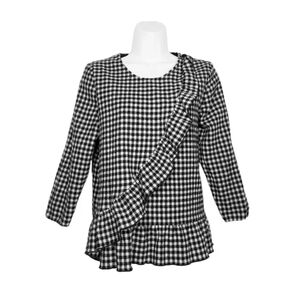 Sezane Jerry Vichy Women Ruffle Blouse